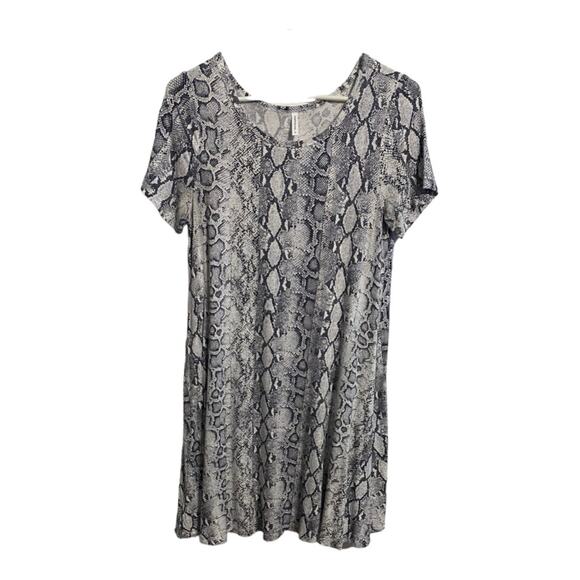 Popyoung Dress Snake Print Knee Length Size Medium 1/4 Sleeves - Picture 1 of 9